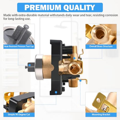 TOVEN-RV R10000-UNWS Tub Shower Valve Body with Stops for Delta Trim Kits | Compatible With Delta MultiChoice 13/14, 17 And 17T Trim Kits; 4-Port Brass Valve Body; 1/2-Inch NPT/CWT; Valve Only - style: R10000-UNWS