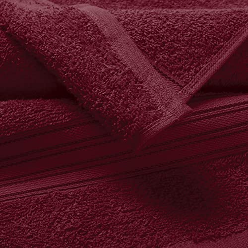 BOUTIQUO 6 Pack Cotton Towel Set, Contains 2 Bath Towels 28x55 inch, 2 Hand Towels 16x24 inch & 2 Wash Coths 12x12 inch, Ideal Everyday use, Ultra Soft Compact & Lightweight - Burgundy - color: Burgundy, size: 6 Pack Set