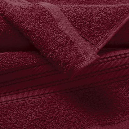 BOUTIQUO 6 Pack Cotton Towel Set, Contains 2 Bath Towels 28x55 inch, 2 Hand Towels 16x24 inch & 2 Wash Coths 12x12 inch, Ideal Everyday use, Ultra Soft Compact & Lightweight - Burgundy - color: Burgundy, size: 6 Pack Set