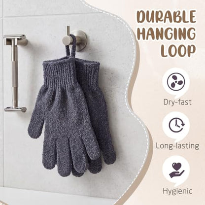 Didaey 104 Pcs Exfoliating Glove Bulk Shower Gloves with Hanging Loop Exfoliating Body Scrubber Dead Skin Remover for Body Bath Beauty Spa Massage Scrubs Men Women Bathing(Dark Grey) - color: Dark Grey