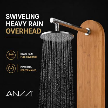 ANZZI 52" Shower Panel, Crane Series, Full Body Shower Panel With Heavy | Equipped With Four Acu Stream Jets That Deliver A Powerful, Dual Chrome Finish Controls, Massage Experience - color: Bamboo, style: 4 Jets