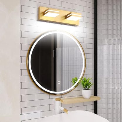 SineRise LED Modern Bathroom Vanity Light Fixtures, Modern Acrylic Bathroom Wall Lighting Fixtures Over Mirror, 2-Light, 15.5-Inch, Gold, 100%-0% White - color: Gold, 100%-0% White, size: 2-Light, 15.5-Inch