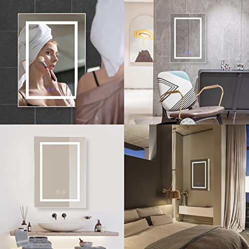 20" x 28" Bathroom Medicine Cabinet with Mirror,Medicine Cabinets with Large Storage,Single Door LED Bathroom Wall Cabinet with Shelves,Dimmer and Anti-Fog