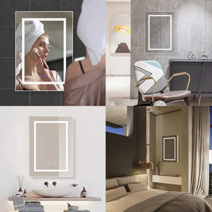 20" x 28" Bathroom Medicine Cabinet with Mirror,Medicine Cabinets with Large Storage,Single Door LED Bathroom Wall Cabinet with Shelves,Dimmer and Anti-Fog