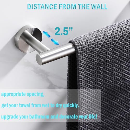 SEIDO 24" Brushed Nickel Towel Bar for Bathroom Wall, Kitchen Towel Holder w/No-Assembly Design, SUS 304 Stainless Steel Towel Rack Rod with 21" Hanging Length, Heavy Duty, Complete Mounting Kit - color: Brushed Nickel, size: 24 Inch