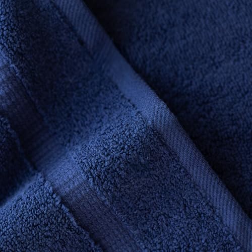 SALBAKOS 12-Piece 100% Turkish Cotton Washcloths and Face Towels, Navy | 13x13 in Standard Size Small Towel, Multi-use Bathroom & Kitchen, Thick Super Soft Absorbent Durable, Oeko-Tex Made in Turkey - color: Navy, size: 12 Washcloths
