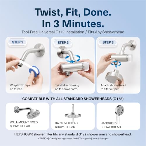 HEY SHOWR Shower Filter, NSF 42 Certified, Chlorine & Heavy Metal Reduction | 500-Layer 5-Micron Filter, Transparent Cap, 98g Lightweight Design, 3 Replacement Cartridges & Ecozen Material - style: Shower Filter + 3 Refills
