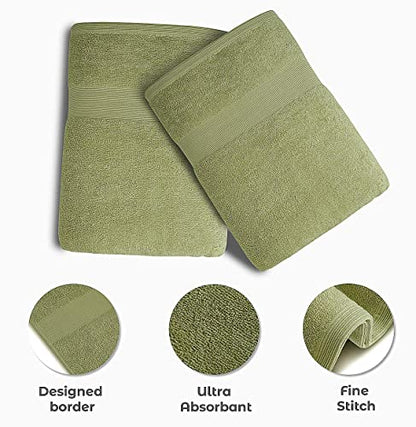 Luxury Bath Towels Set of 4 (27” x 54”) | Towels for Bathroom | Super Soft | Highly Absorbent Towels for Home, Spa, Gym (Sage Green) - color: Sage Green