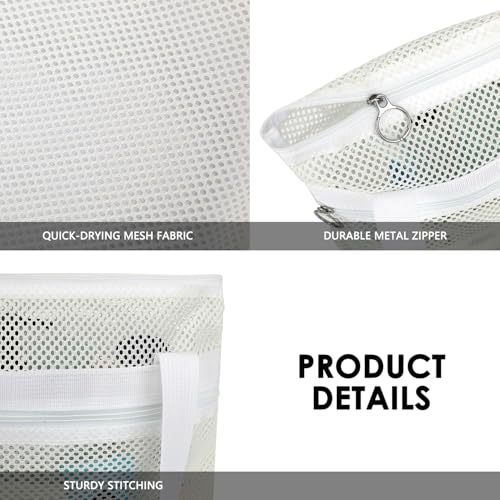 GYEUKHAM Portable Mesh Shower Caddy with 2 Zipper Pockets & Dual Handles, Quick-Drying Hanging Shower Tote for College Dorm, Gym, Travel & Camping, White - color: Small-White-1 Pack