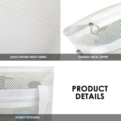 GYEUKHAM Portable Mesh Shower Caddy with 2 Zipper Pockets & Dual Handles, Quick-Drying Hanging Shower Tote for College Dorm, Gym, Travel & Camping, White - color: Small-White-1 Pack
