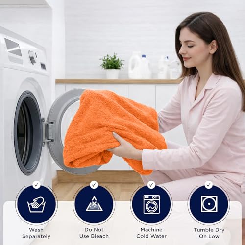 DAN RIVER Pack of 1 Jumbo Bath Sheet 40x80 Inches, Soft Fluffy Bath Sheets Towels for Adults, Quick Dry Shower Towels - Orange - color: Orange