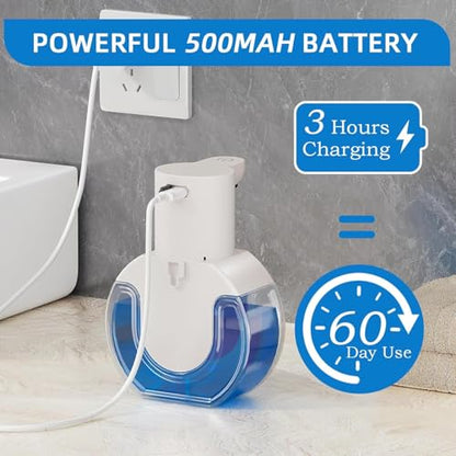 2Pack Automatic Soap Dispenser Touchless, Rechargeable Foaming Soap Dispenser,15oz/420ml Smart Hand Soap Dispensers,4-Level Adjustable,Wall Mount for Bathroom Kitchen Dish Soap(White, Foam) - color: 2 Pack-white 02, style: Foam