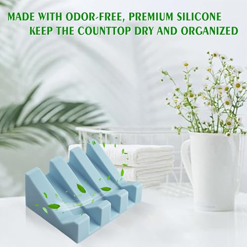 Soap Dish Holder for Shower with Suction Cup, Silicone Soap Holder & Saver Self-Draining Bar Soap Dish Keeps Soap Dry for Bathroom, Kitchen, Bathtub (Sky Blue,1-Pack) - color: Sky Blue,1-pack