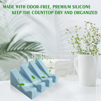 Soap Dish Holder for Shower with Suction Cup, Silicone Soap Holder & Saver Self-Draining Bar Soap Dish Keeps Soap Dry for Bathroom, Kitchen, Bathtub (Sky Blue,1-Pack) - color: Sky Blue,1-pack
