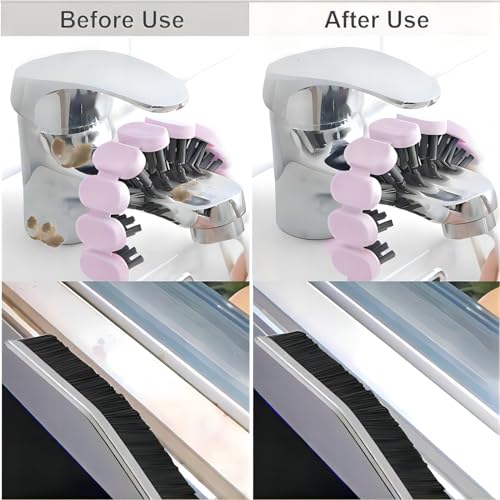 Crevice Cleaning Brush Set Grout Scrub Cleaning Tools 3 Pcs Black/Pink - color: Black&pink