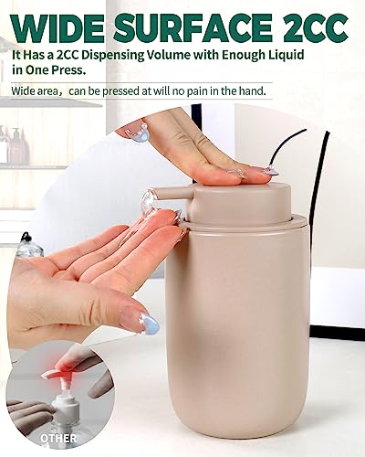 BosilunLife Lotion Pump Dispenser for Kitchen, Bathroom Countertop | Matte Khaki Soap Dispenser Bathroom Ceramic Dish Liquid Soap Dispenser (Khaki, Liquid Pump) - color: Khaki