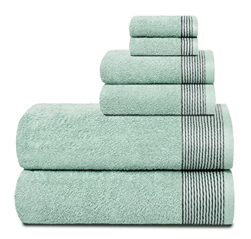 100% Cotton Ultra Soft 6 Pack Towel Set, Contains 2 Bath Towels 28x55 inchs, 2 Hand Towels 16x24 inchs & 2 Washcloths 12x12 inchs, Compact Lightweight & Highly Absorbant - Sea Green - color: Sea Green, size: 6 Pack Towel Set