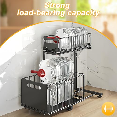 2 Tier Under Sink Organizer, Slide Out Storage Organizer for Kitchen Cabinets,Height Adjustable Pull Out Cabinet Organizers