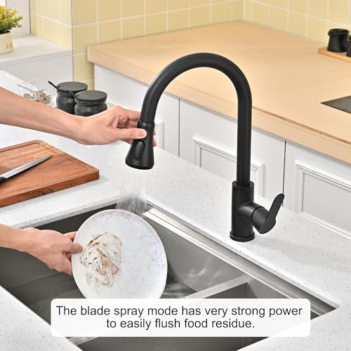 Universal Kitchen Faucet Head Replacement Matte Black,ABS Plastic | 3 Modes(Stream,Spray and Double Blade Spray)Pull Down Nozzle with 17-Adapter for Moen,Delta,Kohler,American Standard Faucet - color: Matte Black