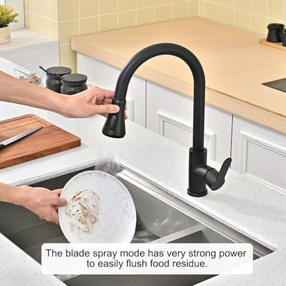 Universal Kitchen Faucet Head Replacement Matte Black,ABS Plastic | 3 Modes(Stream,Spray and Double Blade Spray)Pull Down Nozzle with 17-Adapter for Moen,Delta,Kohler,American Standard Faucet - color: Matte Black