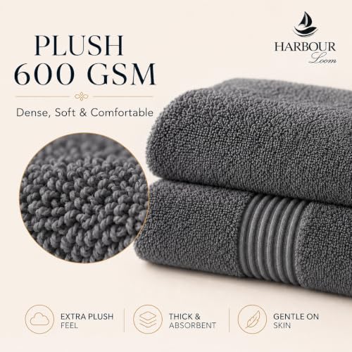 Towel Set for Bathroom, 3 Piece Turkish Cotton Bath Hand and Wash Towels | Mixed size set in Silver Grey, 600 gram weight. Double stitched hems suit family and guest use. - color: Silver Grey