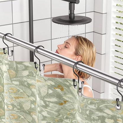 Bathway 12-Pack Double Shower Curtain Hooks, Rust-Resistant Metal Shower Curtain Rings with High-Low Design to Separate Liner & Curtain, Smooth Glide, Black - color: Black