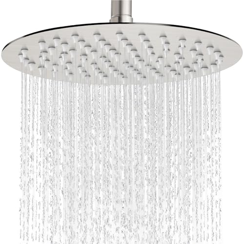 Midanya Round Rain Shower Head,High Pressure,Brushed Nickel 16 Inch | 360°Swivel,Ceiling or Wall Mount,Waterfall Full Body Coverage,Bathroom Remodel,Stainless Steel Large Rainfall Shower Head - color: Nickel, size: 16 Inch