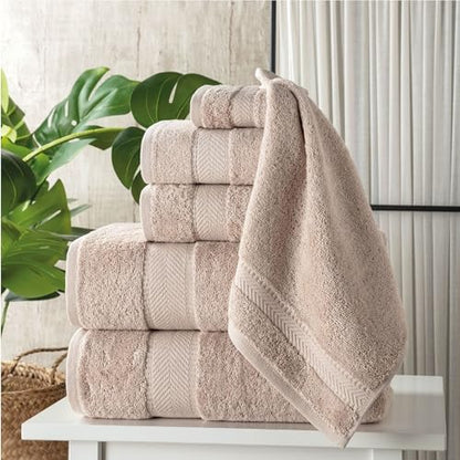 Personalized Towel Set, Custom Bath Towels with Names, Turkish Cotton Beige | 6 Pcs Set, 100% Cotton, Embroidered, Customized Towels, Gift For Adults, Wedding, Bridal Shower, Housewarming, Spa Hotel - color: Beige, size: 6 Piece Towel Set