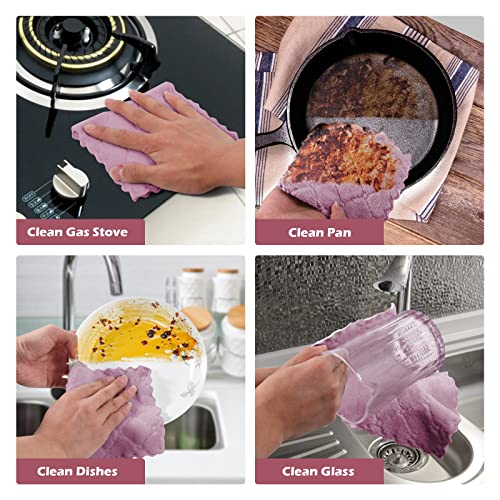 UMANI 12 Pack Microfiber Cleaning Cloths Reusable Textured Cleaning Rags | 10 x 6 Inch, Soft Absorbent Quick-Dry Cloths for Kitchen, Bathroom, Countertop and Household Cleaning - color: Purple