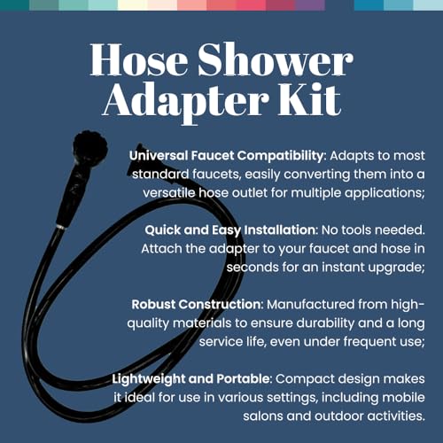 Dompel Hose Shower Adapter Kit - Multi-Purpose Faucet to Hose Connector for Home and Professional Use. Perfect for salons, home hair washing, pet bathing, filling large containers