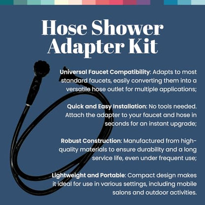 Dompel Hose Shower Adapter Kit - Multi-Purpose Faucet to Hose Connector for Home and Professional Use. Perfect for salons, home hair washing, pet bathing, filling large containers