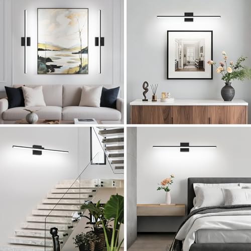 LED Bathroom Vanity Light, Modern Bathroom Light Fixture Over Mirror (Cool White 6000K), Vanity Light Bar with Angle Adjustable, 32 Inch, Black - color: Black-Cool White, size: 32 inch