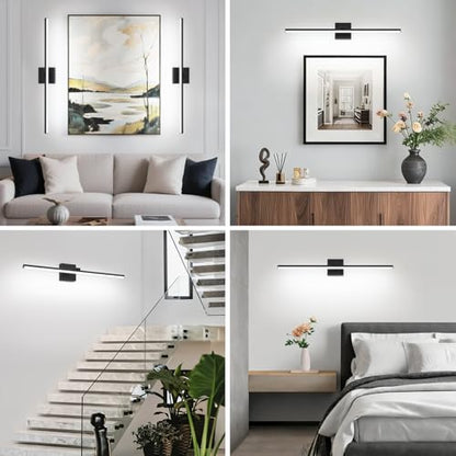 LED Bathroom Vanity Light, Modern Bathroom Light Fixture Over Mirror (Cool White 6000K), Vanity Light Bar with Angle Adjustable, 32 Inch, Black - color: Black-Cool White, size: 32 inch