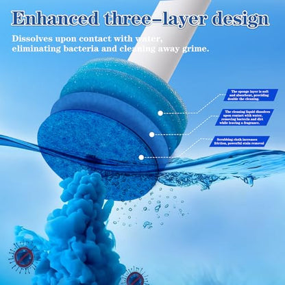 Disposable Toilet Brush, Auto-Ejecting, Includes 48 Enhanced Refills (24 Ocean, 24 Natural), Plus 3 Air-Purifying Scented Rings (Ocean, Rose, Lemon) 360° Dead-Angle-Free Cleaning - color: 1-48white