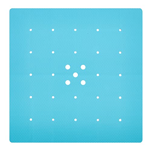 Webos Shower Mat for Textured Surface：Silicone Non Slip Shower Mat Without Suction Cups Foldable - Square Bath Mat for Reglazed Tub Textured Shower Floor (Blue, 21x21 Inches) - color: Blue