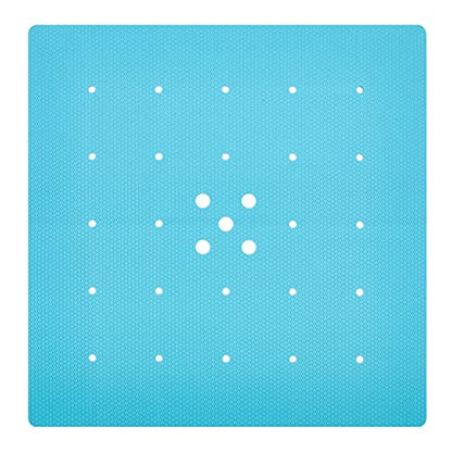 Webos Shower Mat for Textured Surface：Silicone Non Slip Shower Mat Without Suction Cups Foldable - Square Bath Mat for Reglazed Tub Textured Shower Floor (Blue, 21x21 Inches) - color: Blue