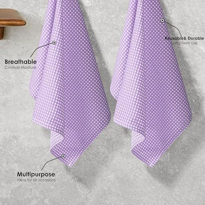 12 Pack Dual Tone Waffle Weave Dish Cloth, 12x12 Inches, 100% Cotton, Reversible, Super Absorbent, Quick Dry, Durable Dishcloth Set, Soft Hand Towels for Cleaning, Lavender - color: Lavender