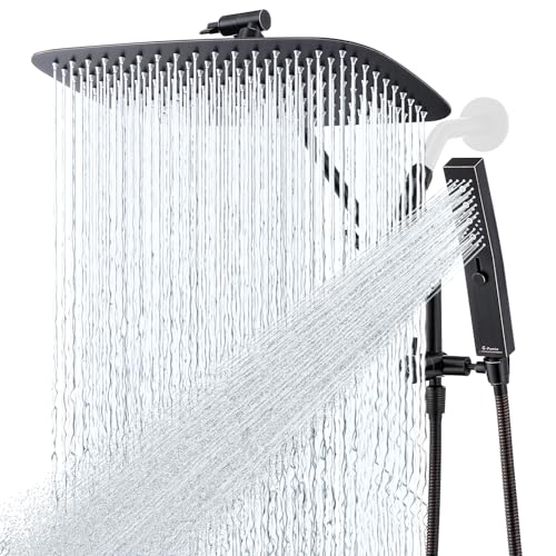 G-Promise 14 Inch Metal Rain Shower Head with Handheld (Oil Rubbed Bronze) | Suits Every Height, Pause Mode Diverter, Massage Mode Handheld, Full Body Coverage, Easy to Install, Modern Bath Upgrade - color: Oil Rubbed Bronze, size: 14 Inch