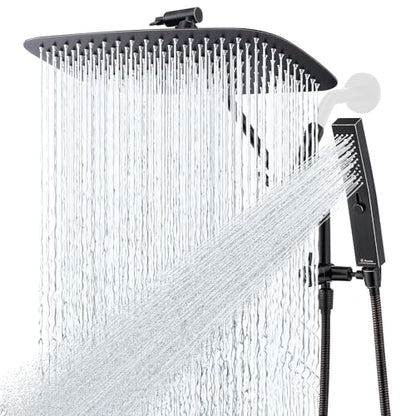 G-Promise 14 Inch Metal Rain Shower Head with Handheld (Oil Rubbed Bronze) | Suits Every Height, Pause Mode Diverter, Massage Mode Handheld, Full Body Coverage, Easy to Install, Modern Bath Upgrade - color: Oil Rubbed Bronze, size: 14 Inch