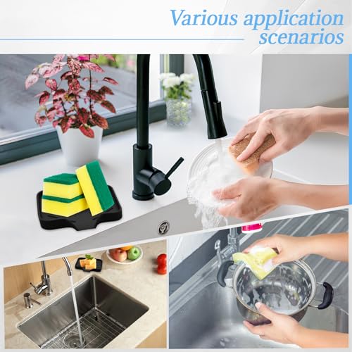 BokWin Silica Gel Soap Dish with Drain, Black, 4.8x3.5 Inch | 1 Pack, Self Draining, For Shower, Bathroom and Kitchen, Bar Soap Holder - color: Black