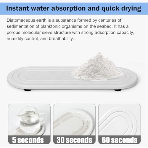 2PCS Water Absorbing Stone Tray, Fast Drying Diatomite Stone Sink Tray, Water Absorbent Diatomite Coasters, Stones Soap Trays for Kitchen Sink, Bathroom Counter Hand Soap Dish & Holders - color: 2pcs 21×10cm White Oval