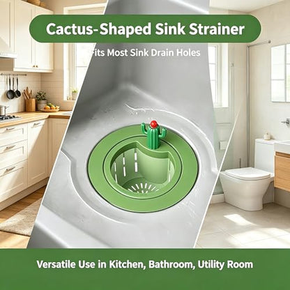 Cactus Kitchen Sink Drain Strainer,Press Automatic Dumping Basket(Green) - color: Green