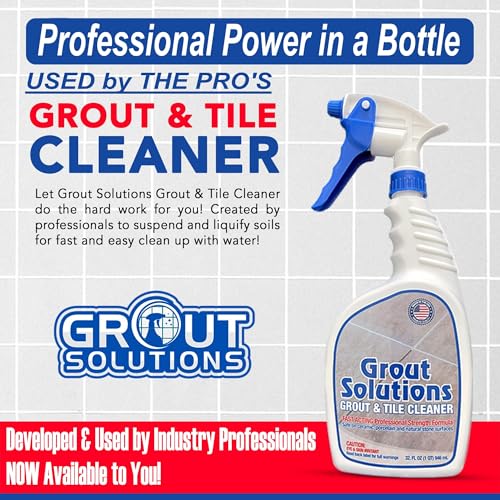 Professional-Grade Grout Cleaner for Tile, Ceramic, Porcelain & Marble – Acid-Free Formula for Safe, Deep Cleaning and Stain Removal - style: 32 oz Spray with Hand Brush and Cap