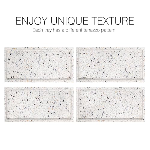 Luxspire Resin Bathroom Vanity Tray Countertop Organizer, Mini, Terrazzo | 8 x 4 inch, non-slip waterproof resin, easy wipe clean, fits bath kitchen vanity, holds jewelry toiletries soap - color: Terrazzo, size: Mini