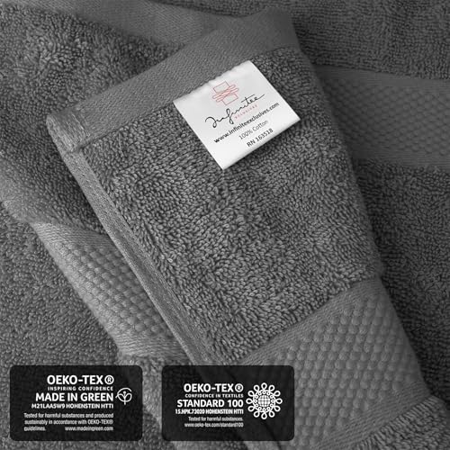 Infinitee Xclusives – Luxury Bath Sheets Towels – 1 Pack 600 GSM (35X70 Inches) – 100% Ring Spun Cotton Large Bath Towels for Bathroom (Shadow Grey, Bath Sheets - Pack 1) - color: Shadow Grey, size: Bath Sheet - 1 Pack