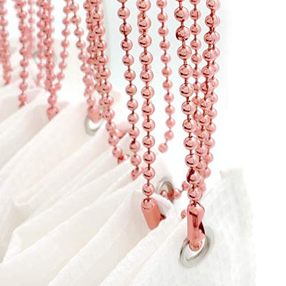 Pink Shower Curtain Hooks, 55 Inch Ball Chain Design, 12 Pack Rust-Resistant Metal Curtain Rings for Bathroom Rods, Heavy Duty 4.5mm Shower Curtain Hangers - color: Pink