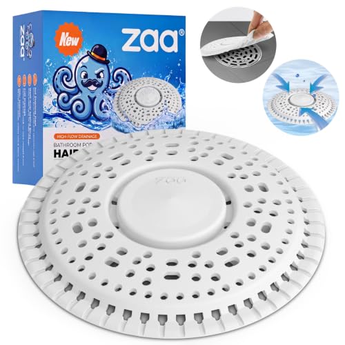 Zaa Shower Drain Hair Catcher Silicone Flat Floor Strainer Protector | Light Gray Weighted Flat Shower Drain Protectors, Traps Hair Before Clogs, Easy to Clean in Seconds, Fits Flat Floor Drains