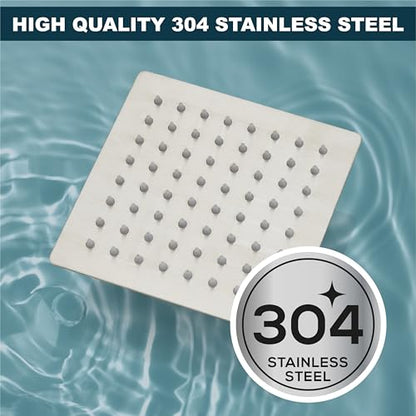 Midanya Square Rain Shower Head,High Pressure,Brushed Nickel 6 Inch | 360°Swivel,Ceiling or Wall Mount,Waterfall Full Body Coverage,Bathroom Remodel,Stainless Steel Large Rainfall Shower Head - color: Nickel, size: 6 Inch