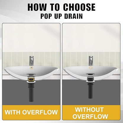 ZM Pop Up Drain Stopper No Overflow for Bathroom Faucet Vessel or Vanity Sink, Matte Black - style: Black Without Overflow