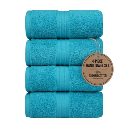 Hand Towels Set of 4 - Extra Soft &%100 Cotton, Large (16"x 28") Decorative, Luxury, Plush - Versatile, Perfect as Hotel Quality Towel, Soft Face Towels, Large Hand Towels - Turqoise - color: Turqoise